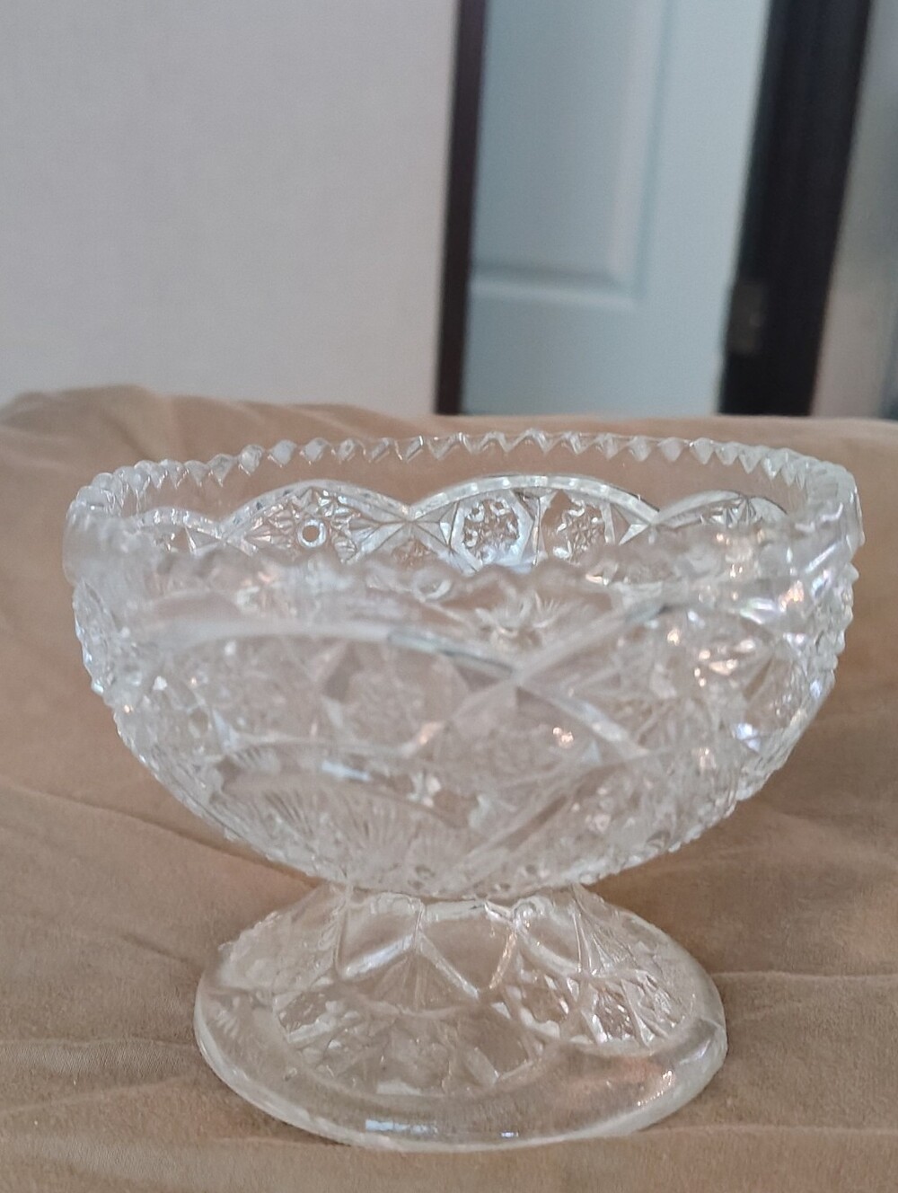 Clear Pressed Glass Pedestal Bowl - Classic Home Art